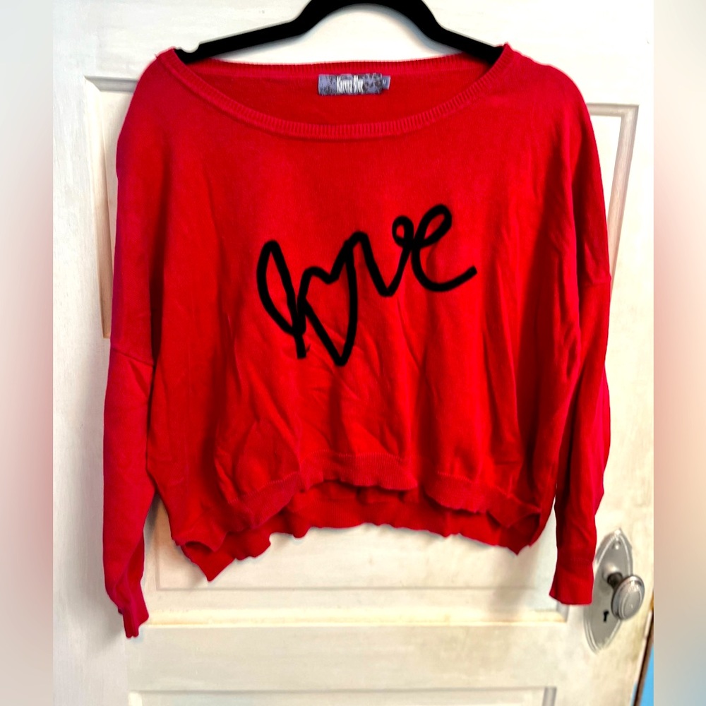 Red cropped love sweater